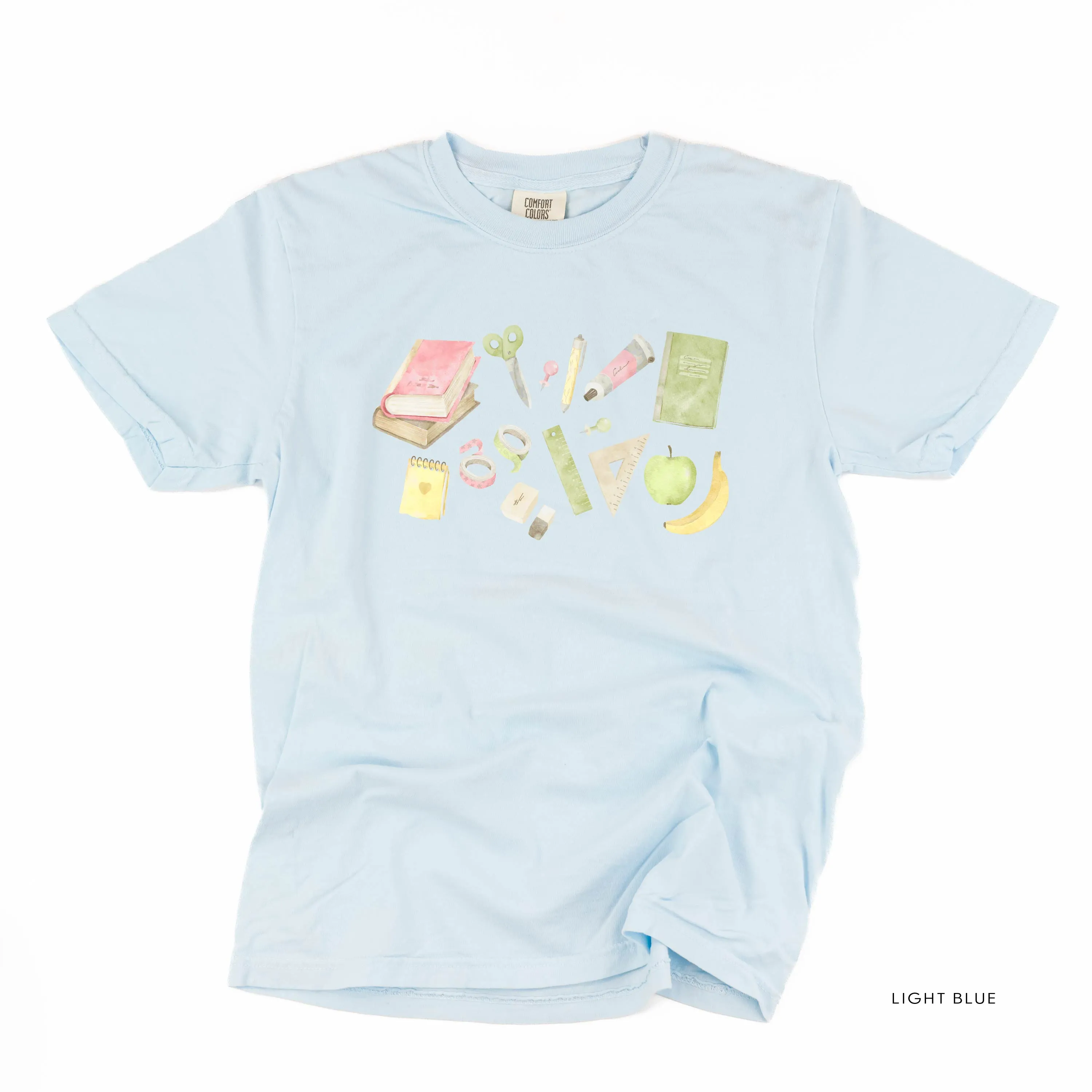 Watercolor School Supplies - SHORT SLEEVE COMFORT COLORS TEE