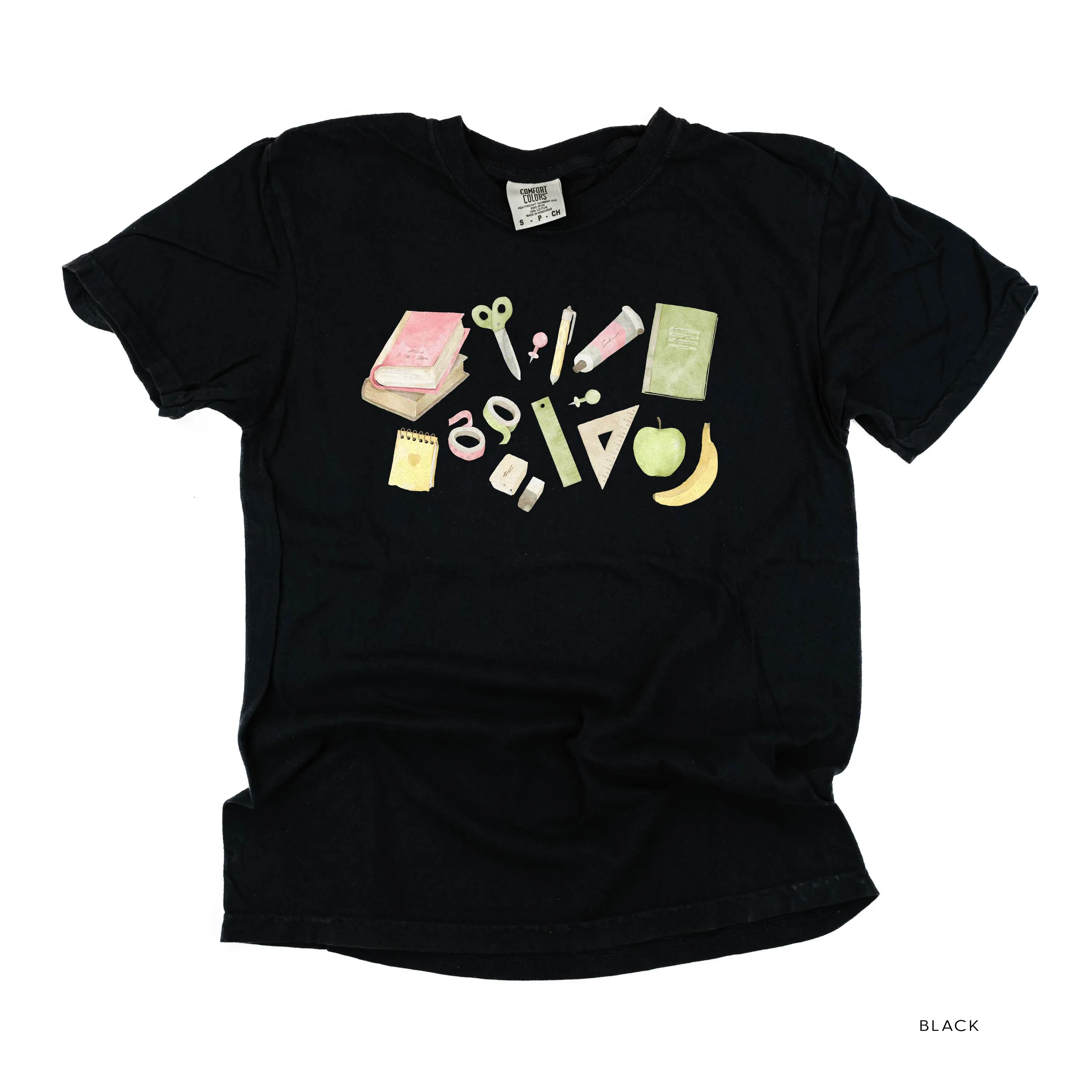Watercolor School Supplies - SHORT SLEEVE COMFORT COLORS TEE