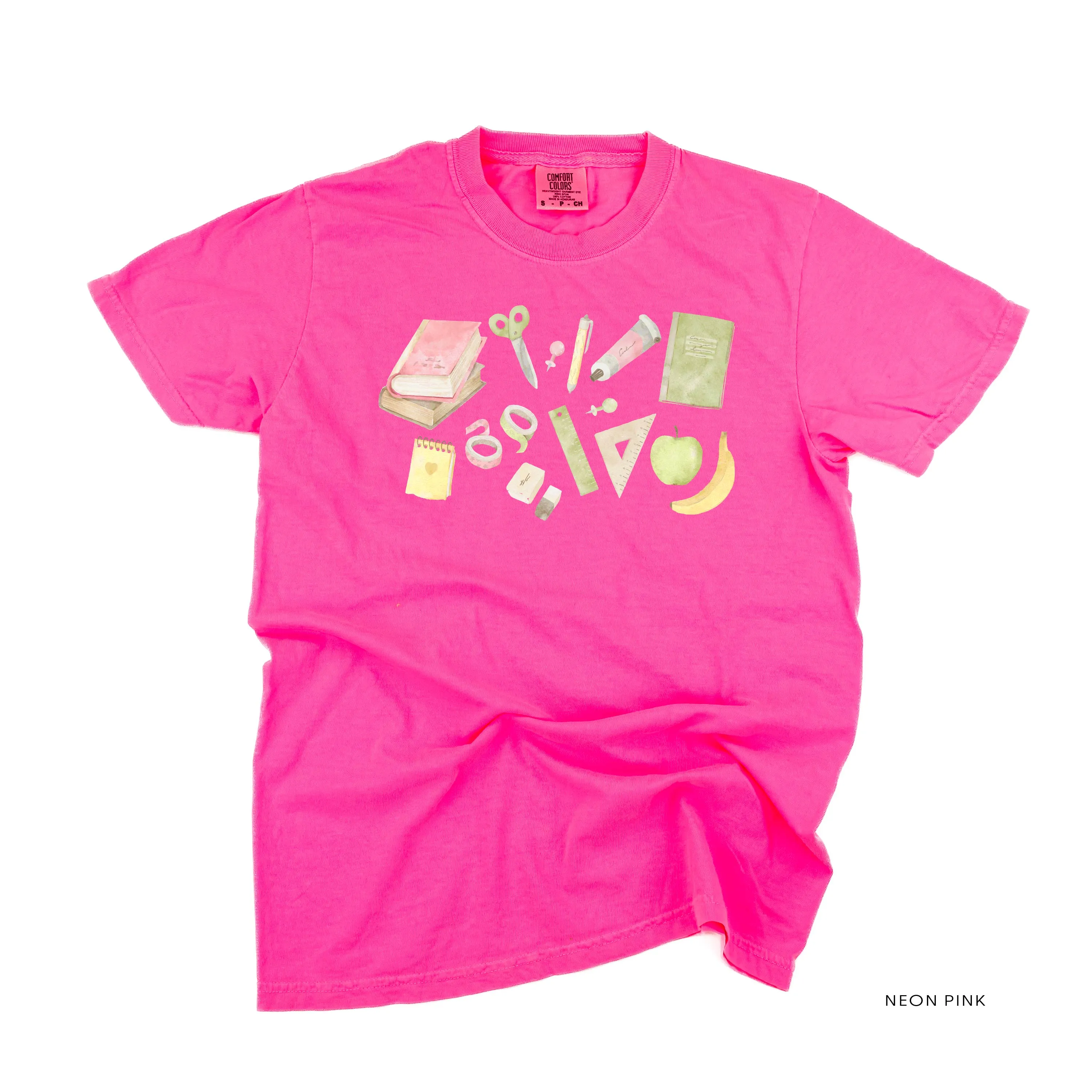 Watercolor School Supplies - SHORT SLEEVE COMFORT COLORS TEE