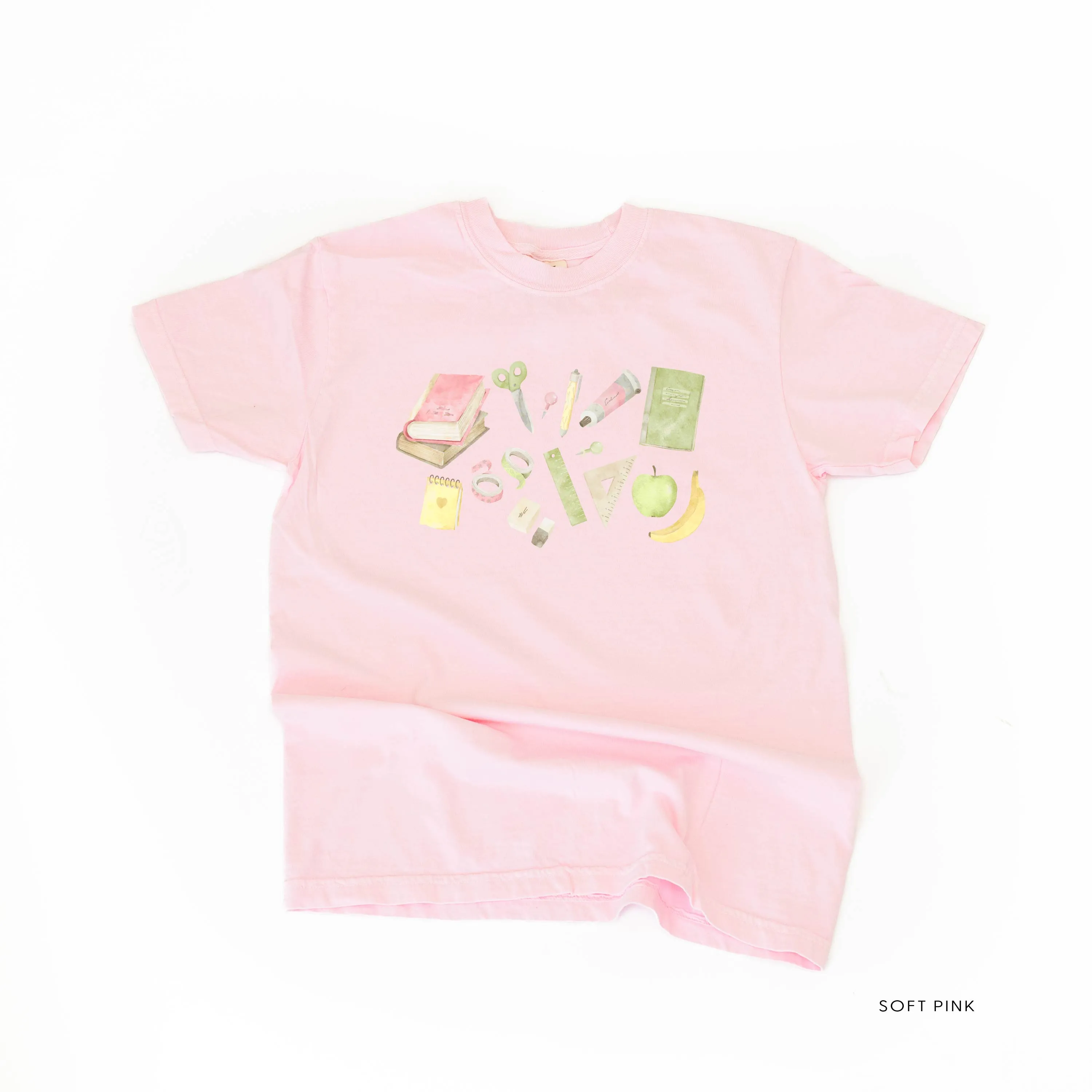Watercolor School Supplies - SHORT SLEEVE COMFORT COLORS TEE