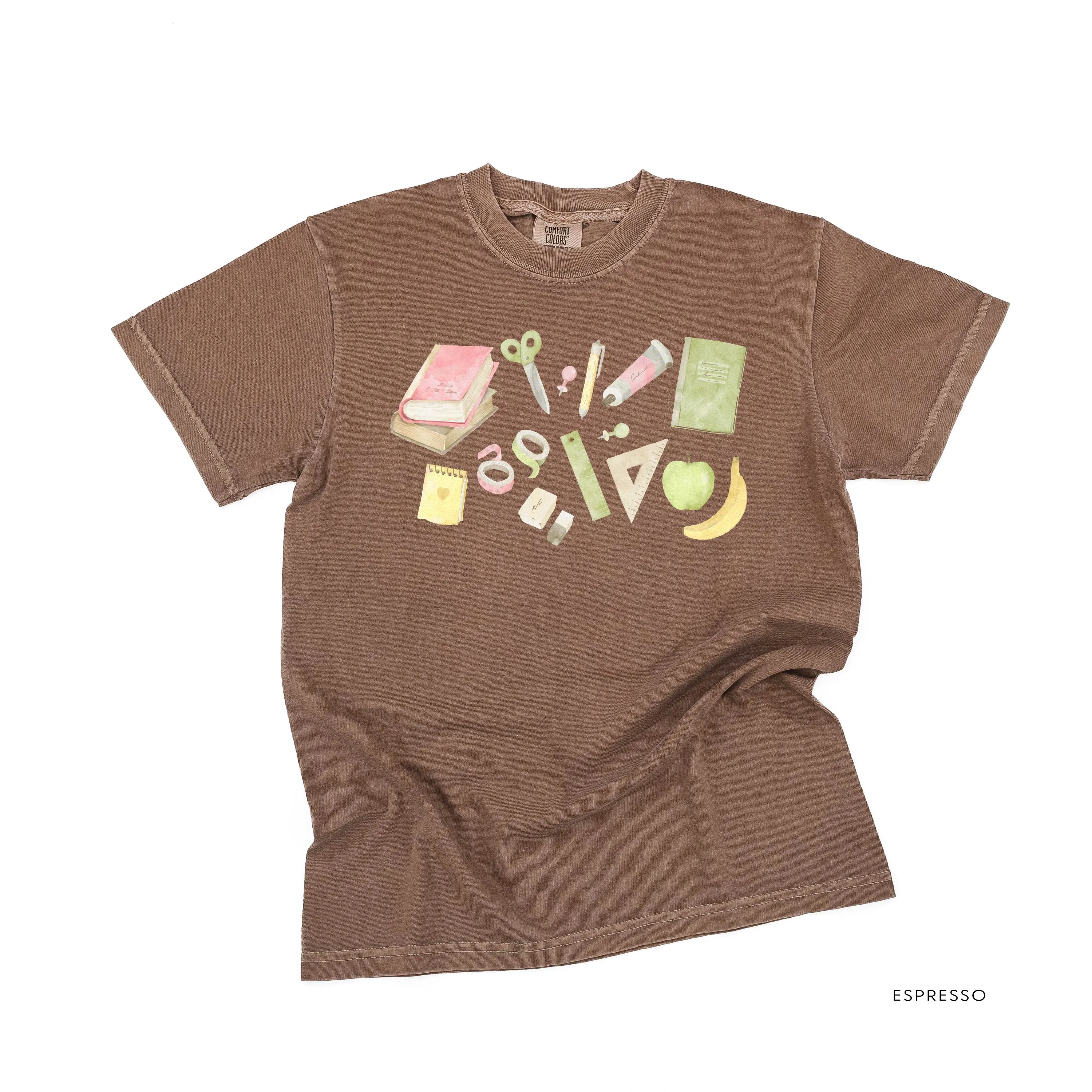 Watercolor School Supplies - SHORT SLEEVE COMFORT COLORS TEE