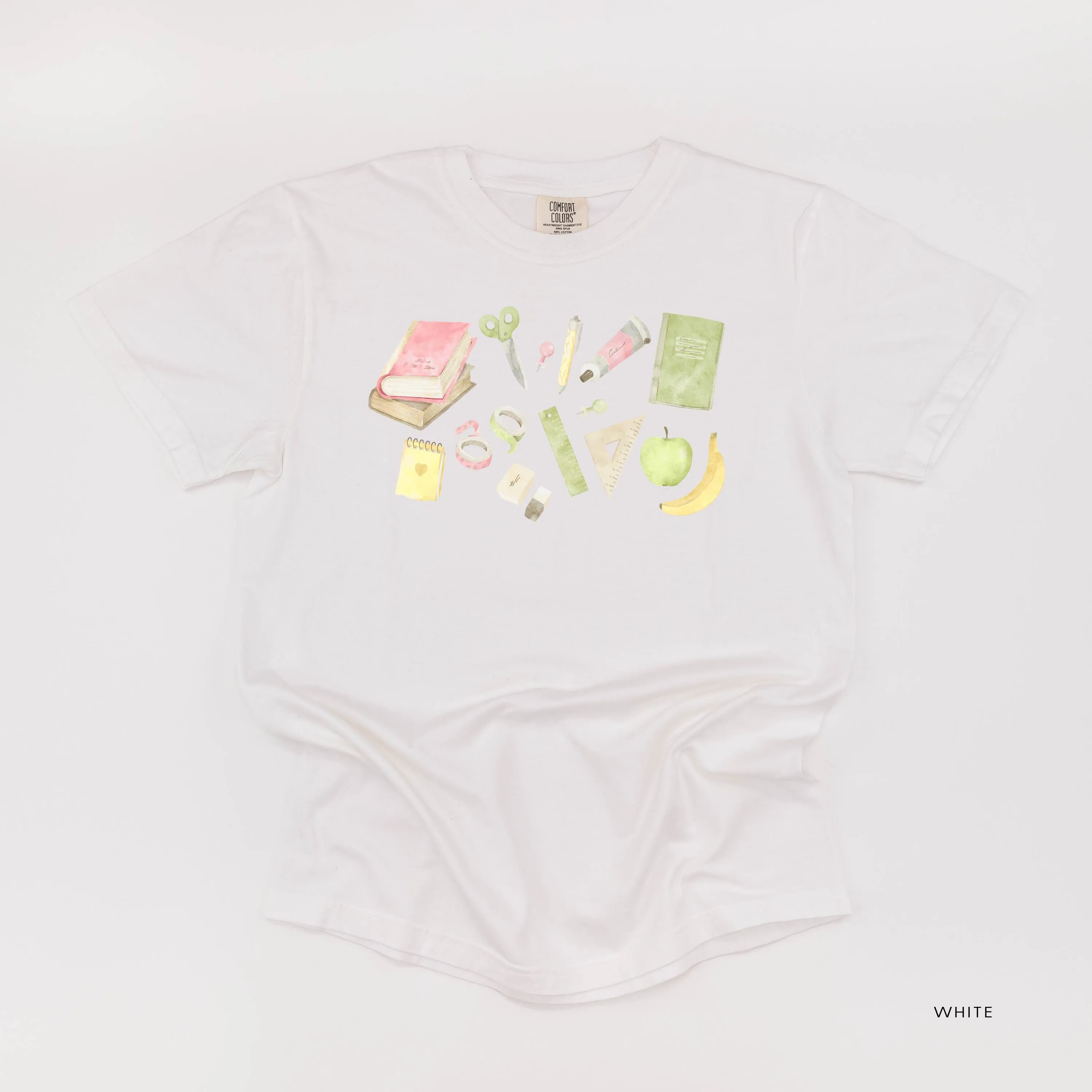 Watercolor School Supplies - SHORT SLEEVE COMFORT COLORS TEE