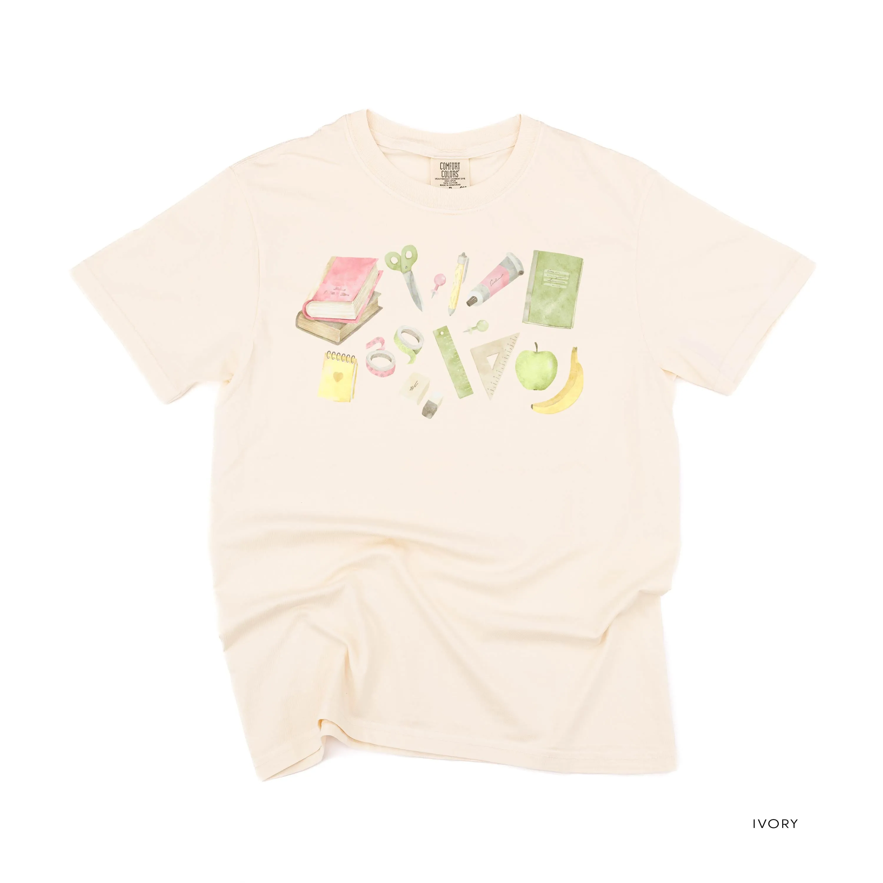 Watercolor School Supplies - SHORT SLEEVE COMFORT COLORS TEE