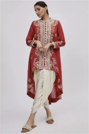 White Chanderi Dhoti Pant Set