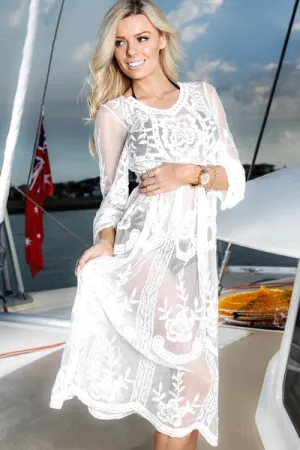 White Lace Beach Cover-up Dress