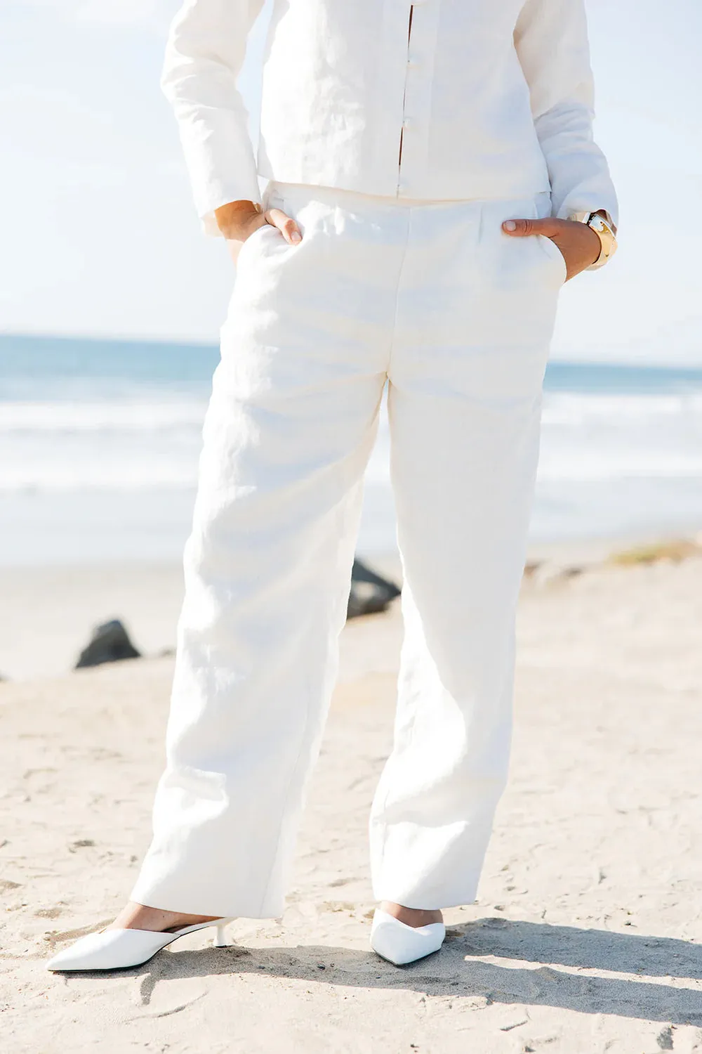 White Lauren Linen Pants
