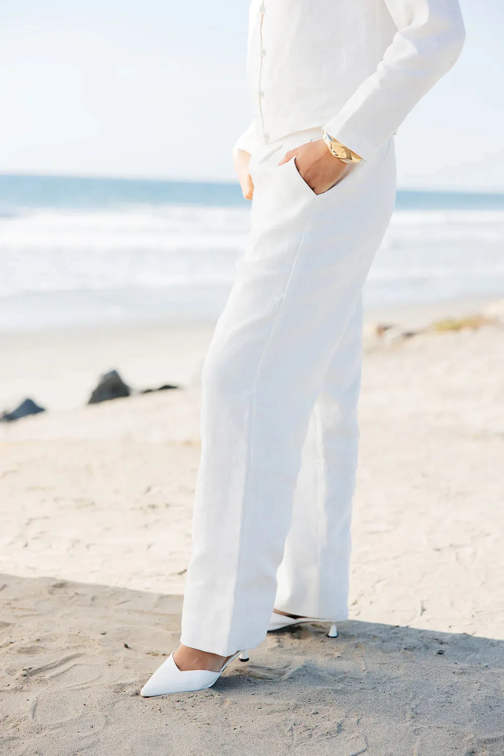 White Lauren Linen Pants