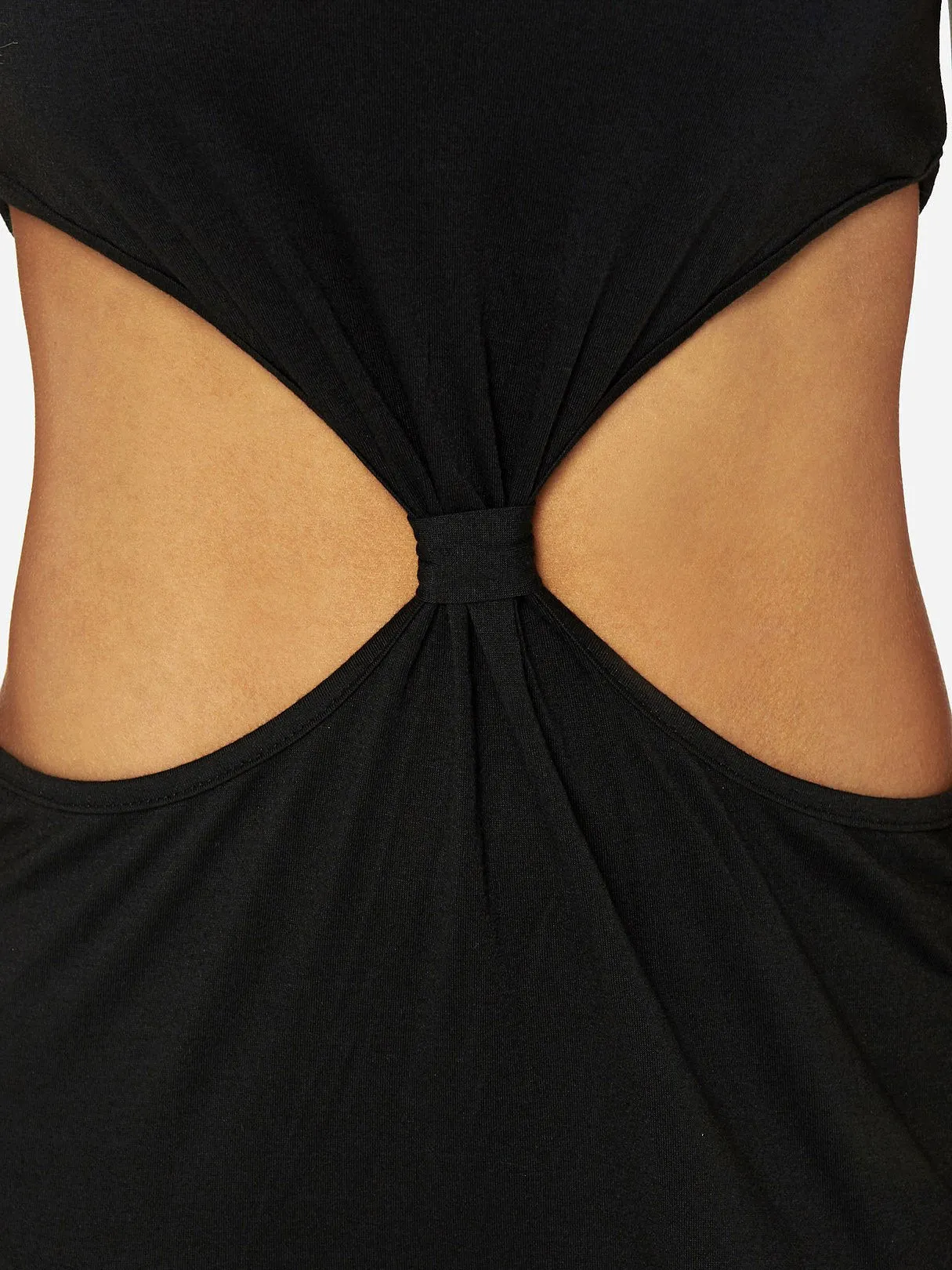 Wholesale Black Round Neck Short Sleeve Plain Cut Out Slit Hem Maxi Dress