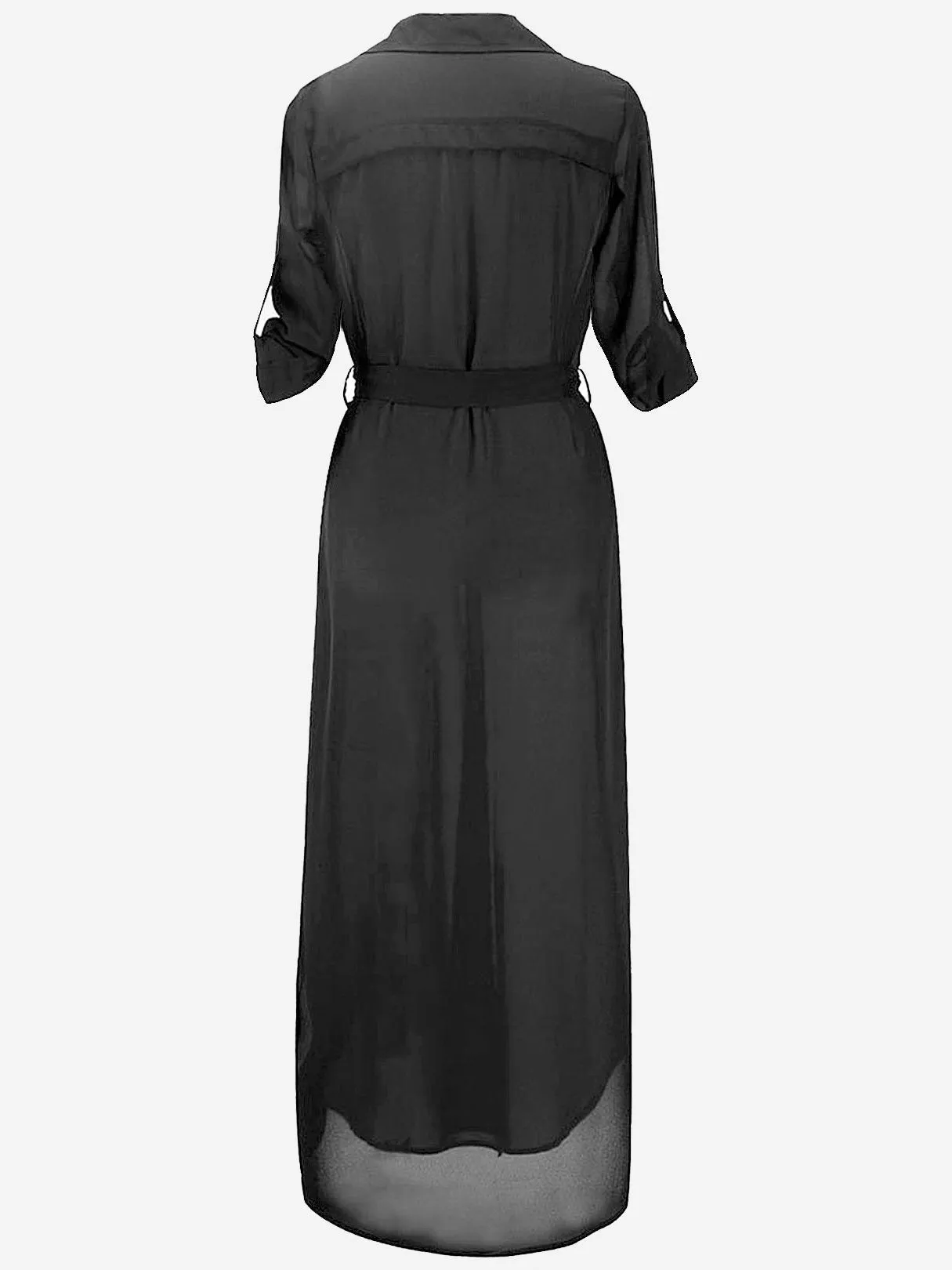 Wholesale Black V-Neck Half Sleeve Plain Maxi Dress