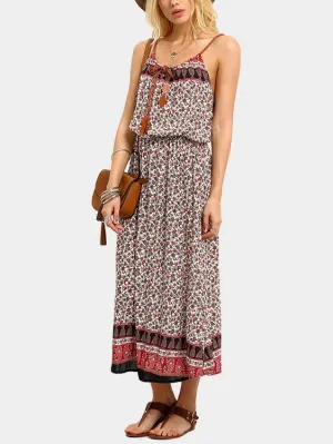 Wholesale Sleeveless Tribal Print Spaghetti Strap Maxi Dress