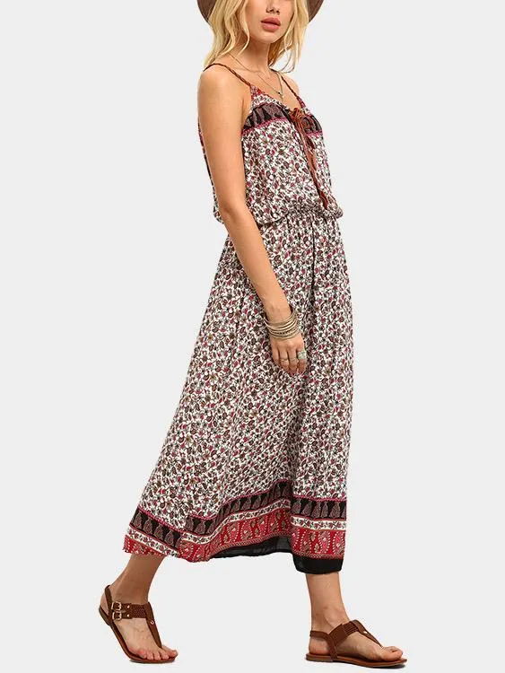 Wholesale Sleeveless Tribal Print Spaghetti Strap Maxi Dress