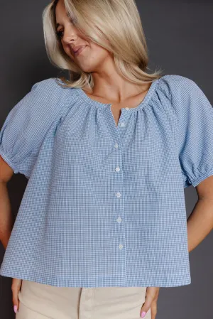 Willa Blouse in Blue/White Gingham
