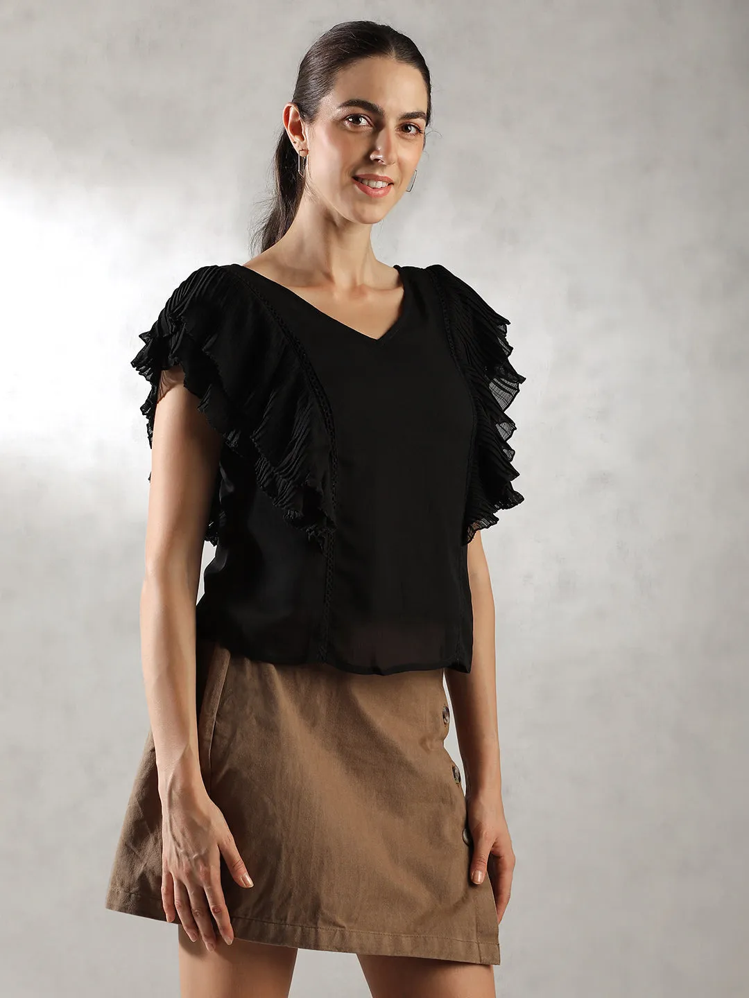 Women Black versatile OOTD Tops