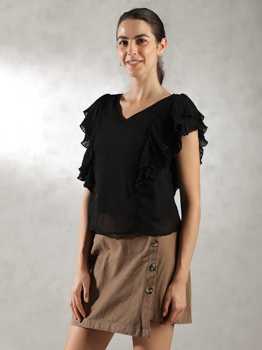 Women Black versatile OOTD Tops