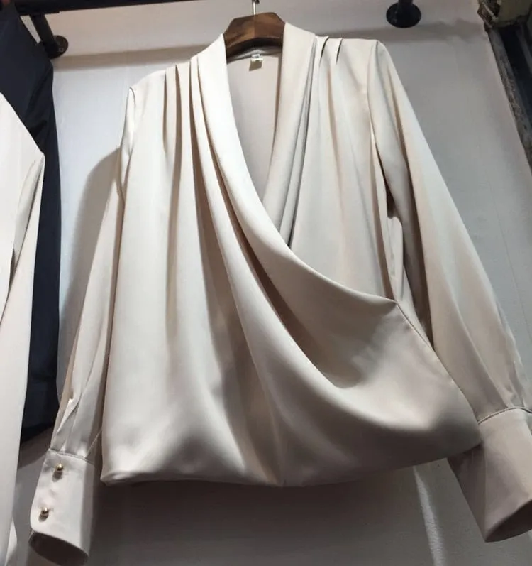 Women Blouse V neck Office Ladies Blouses Shirts Summer