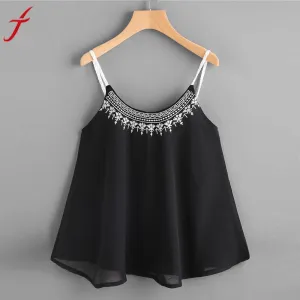 Women Chiffon Camis   Sleeveless Vest Crop Top