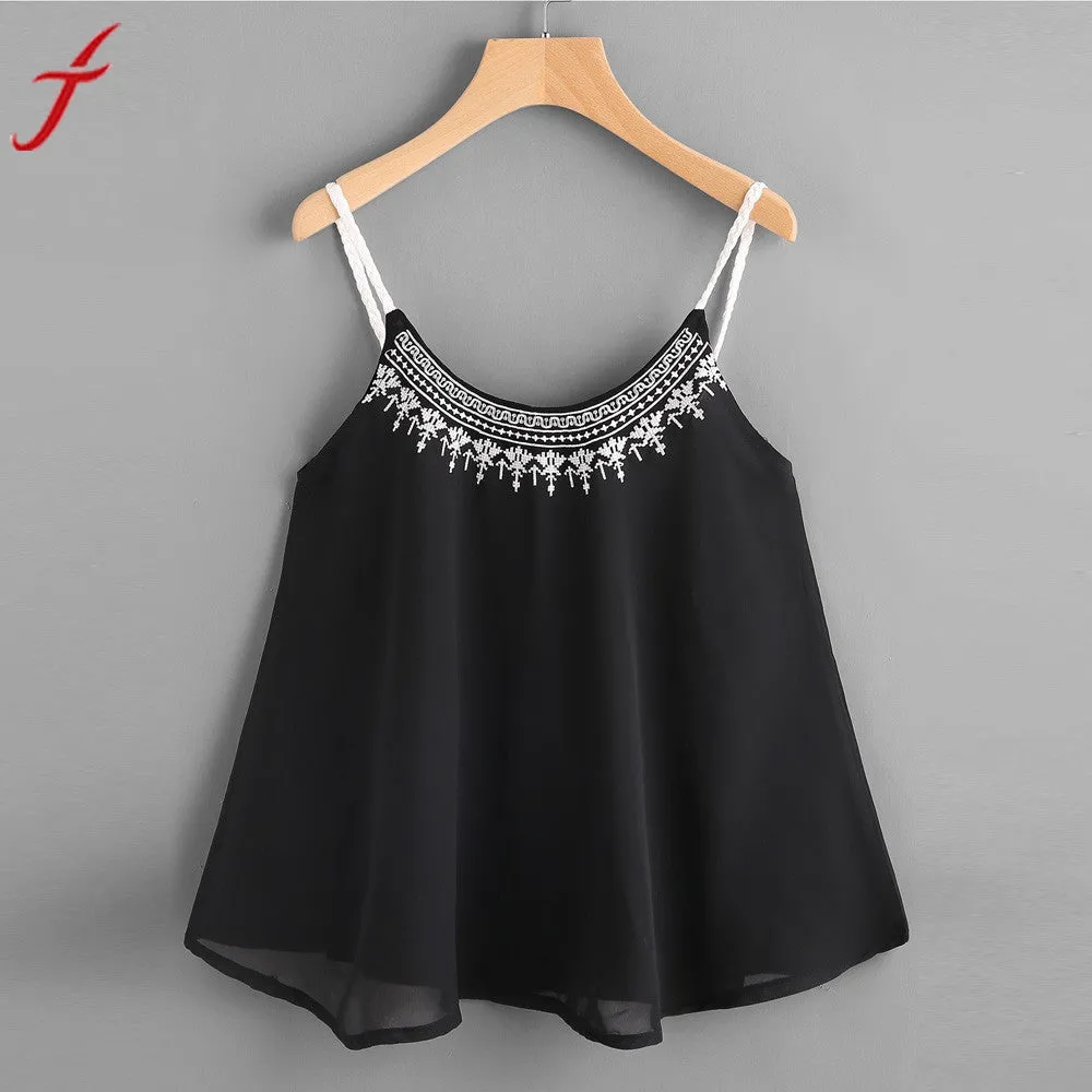 Women Chiffon Camis   Sleeveless Vest Crop Top