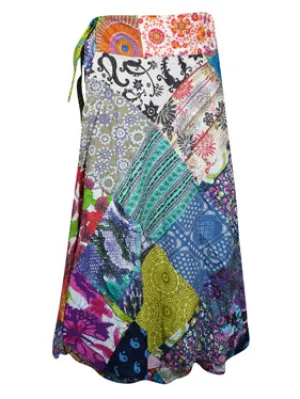 Womens Blue Floral Print Beach Around Skirts One size