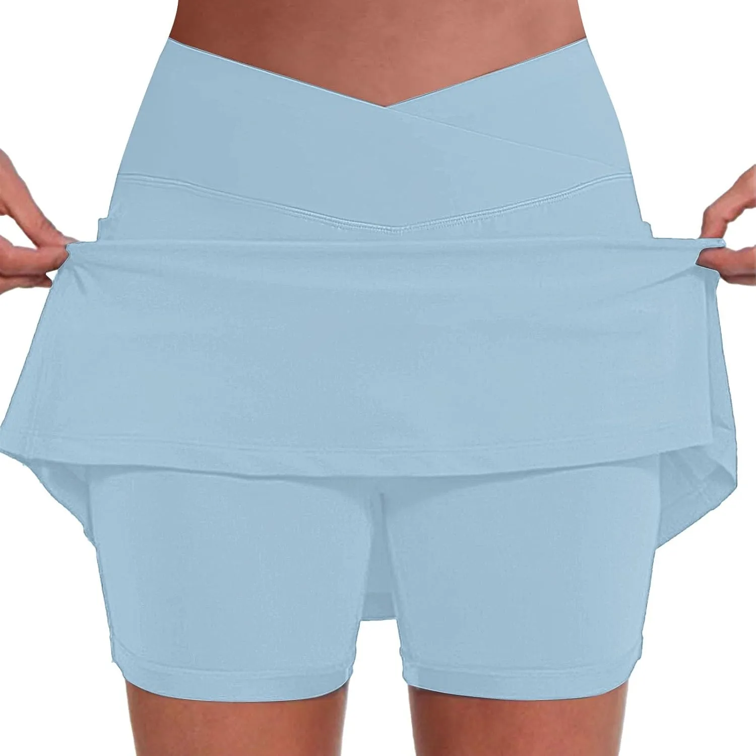 Women's Boho Skirts 2025 Summer Athletic Loose Trendy Drawstring Solid Color Yoga Fitness Tennis Skirt, S-5XL