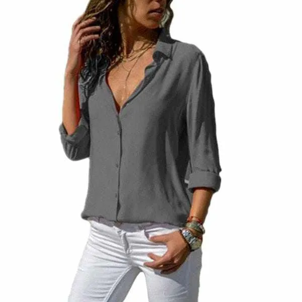 Women's  Long Sleeve Chiffon Plus Size Summer Tops