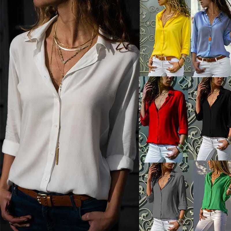 Women's  Long Sleeve Chiffon Plus Size Summer Tops