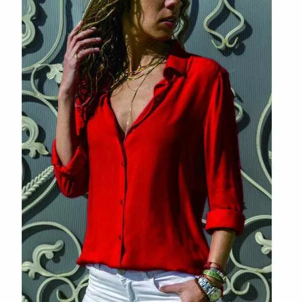 Women's  Long Sleeve Chiffon Plus Size Summer Tops