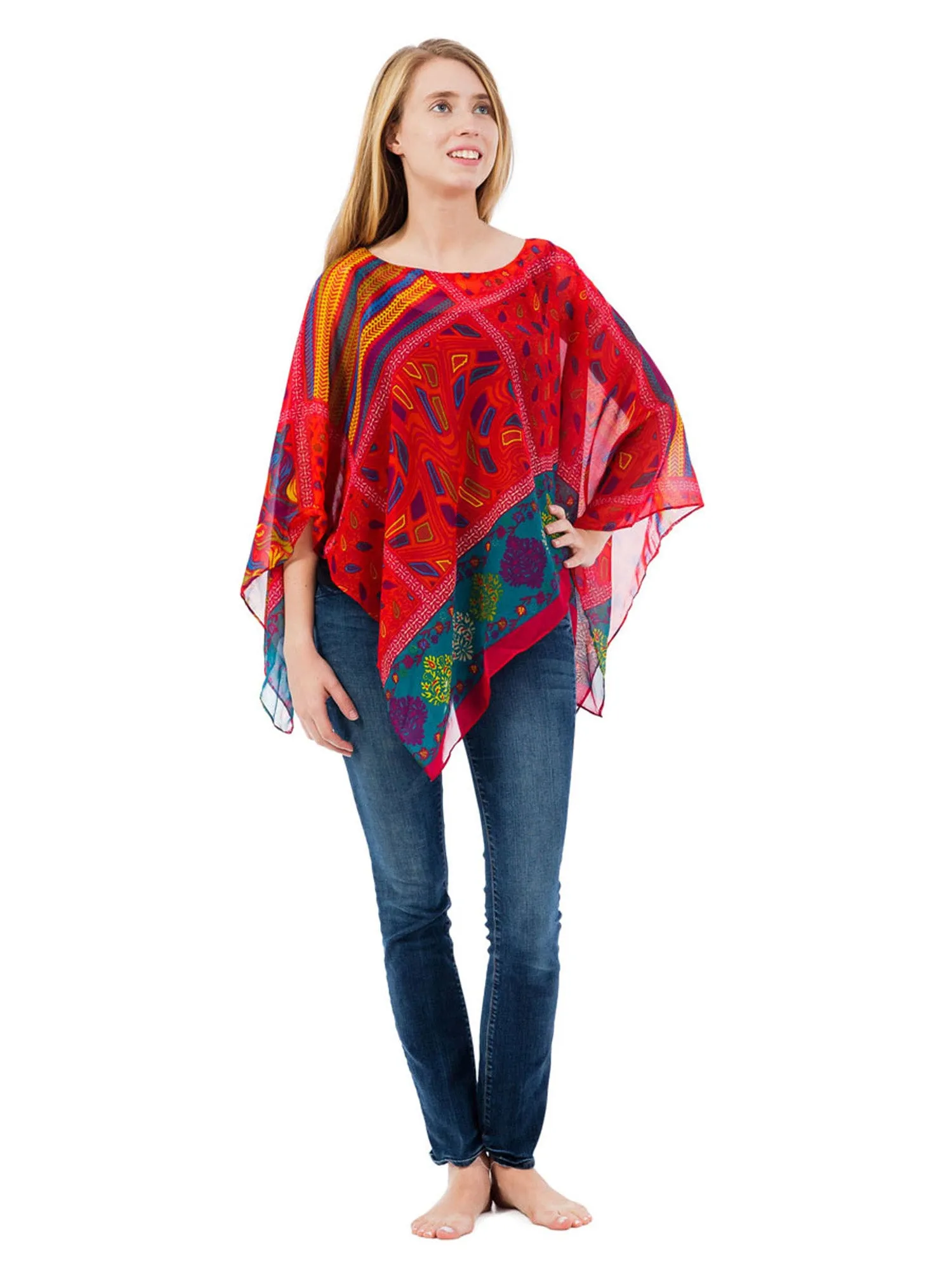 Women's Poncho, Hipster Paisley Print