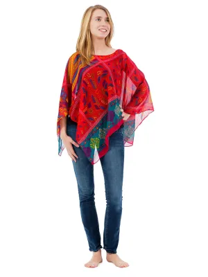 Women's Poncho, Hipster Paisley Print
