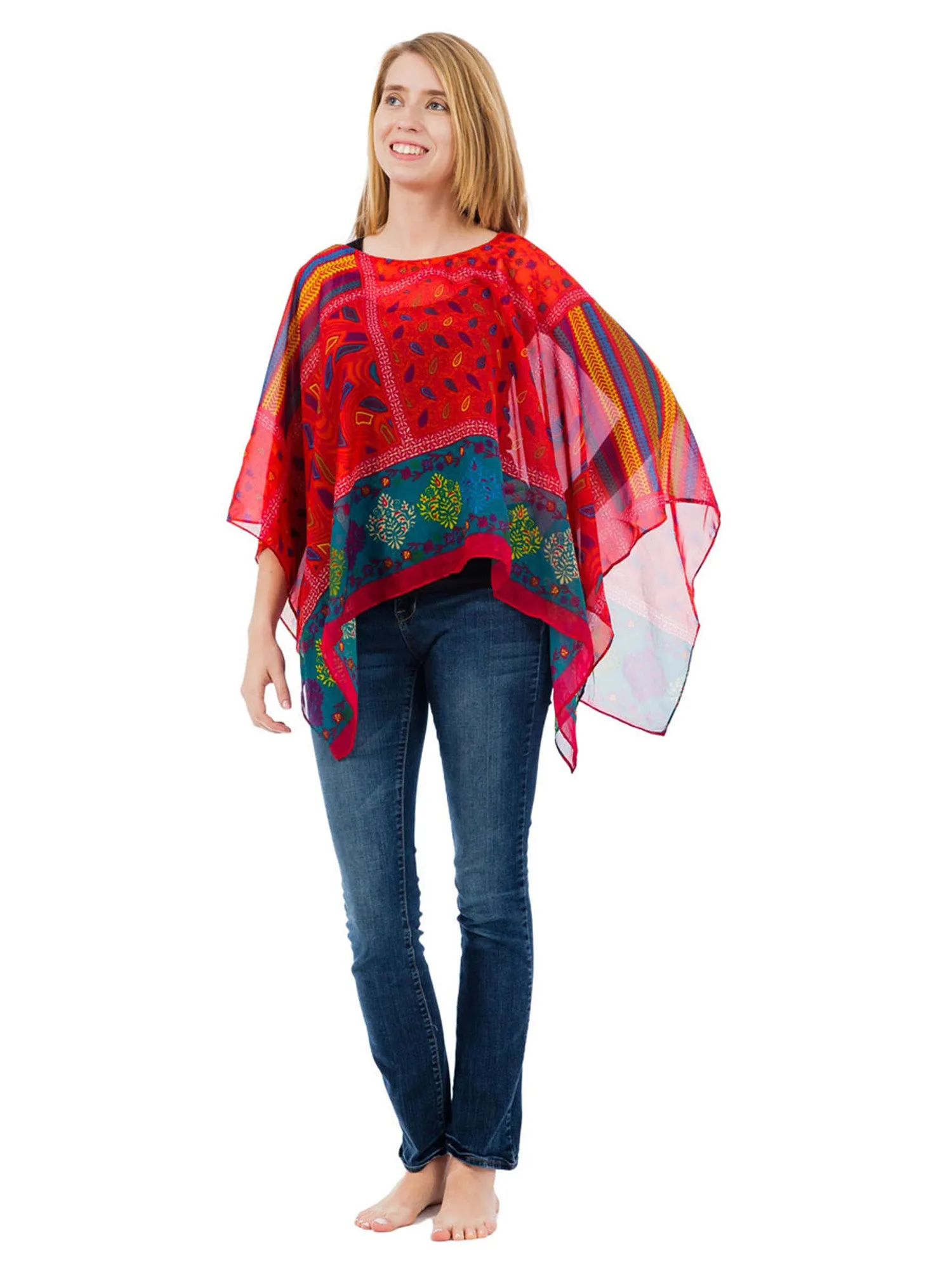 Women's Poncho, Hipster Paisley Print