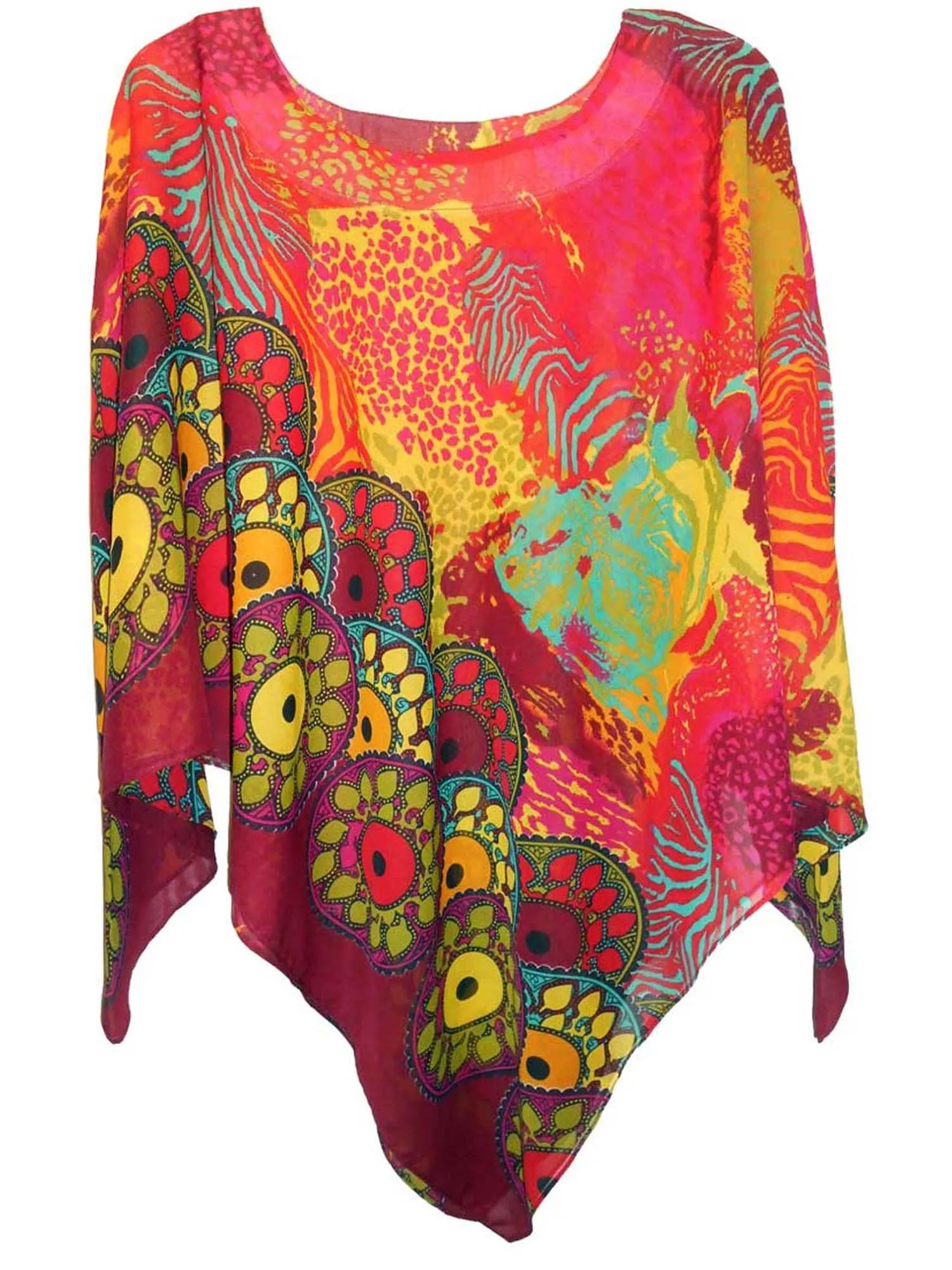 Women's Poncho, Sunset Safari Print