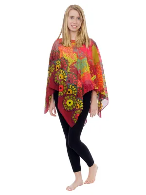 Women's Poncho, Sunset Safari Print