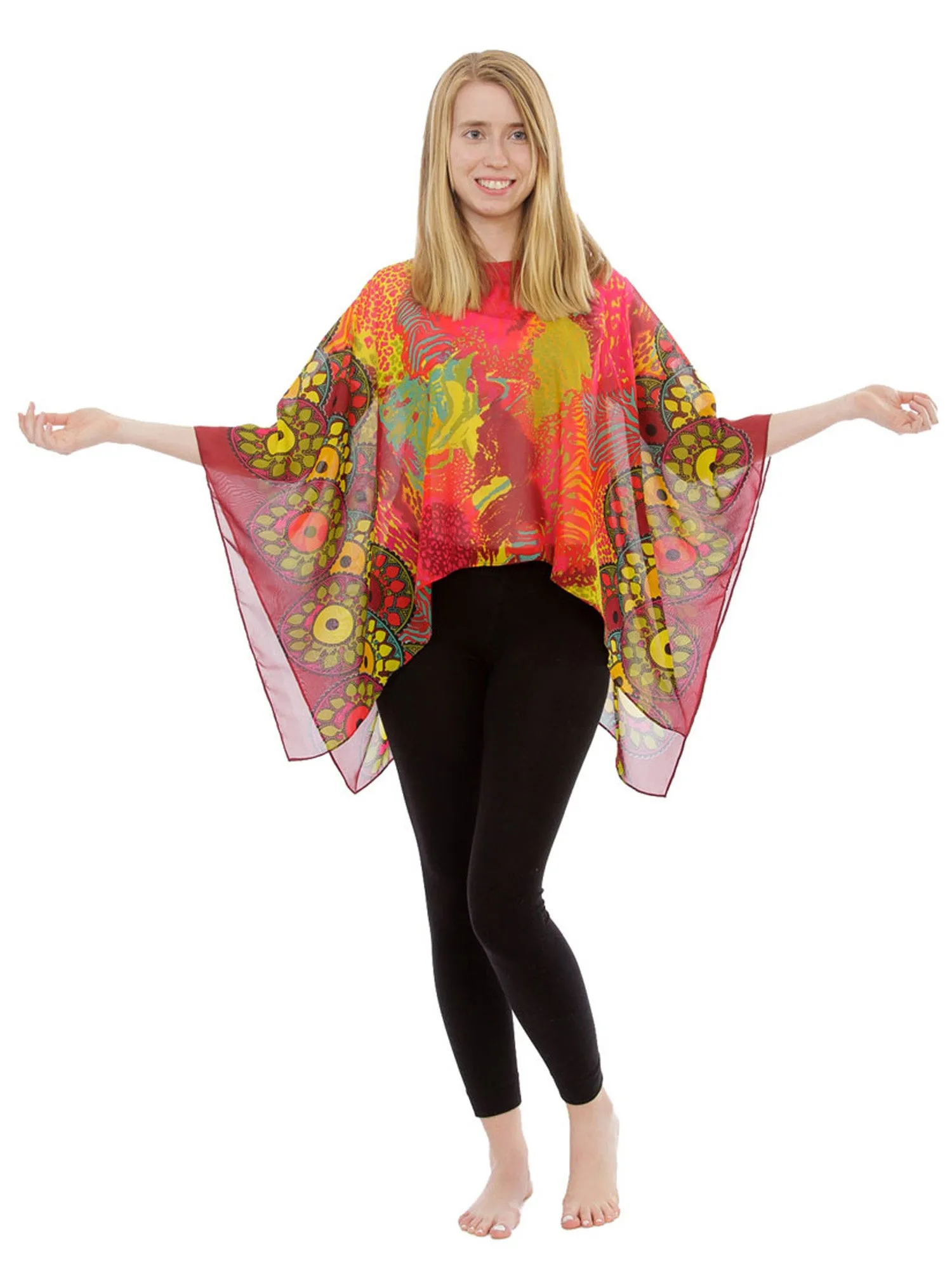 Women's Poncho, Sunset Safari Print