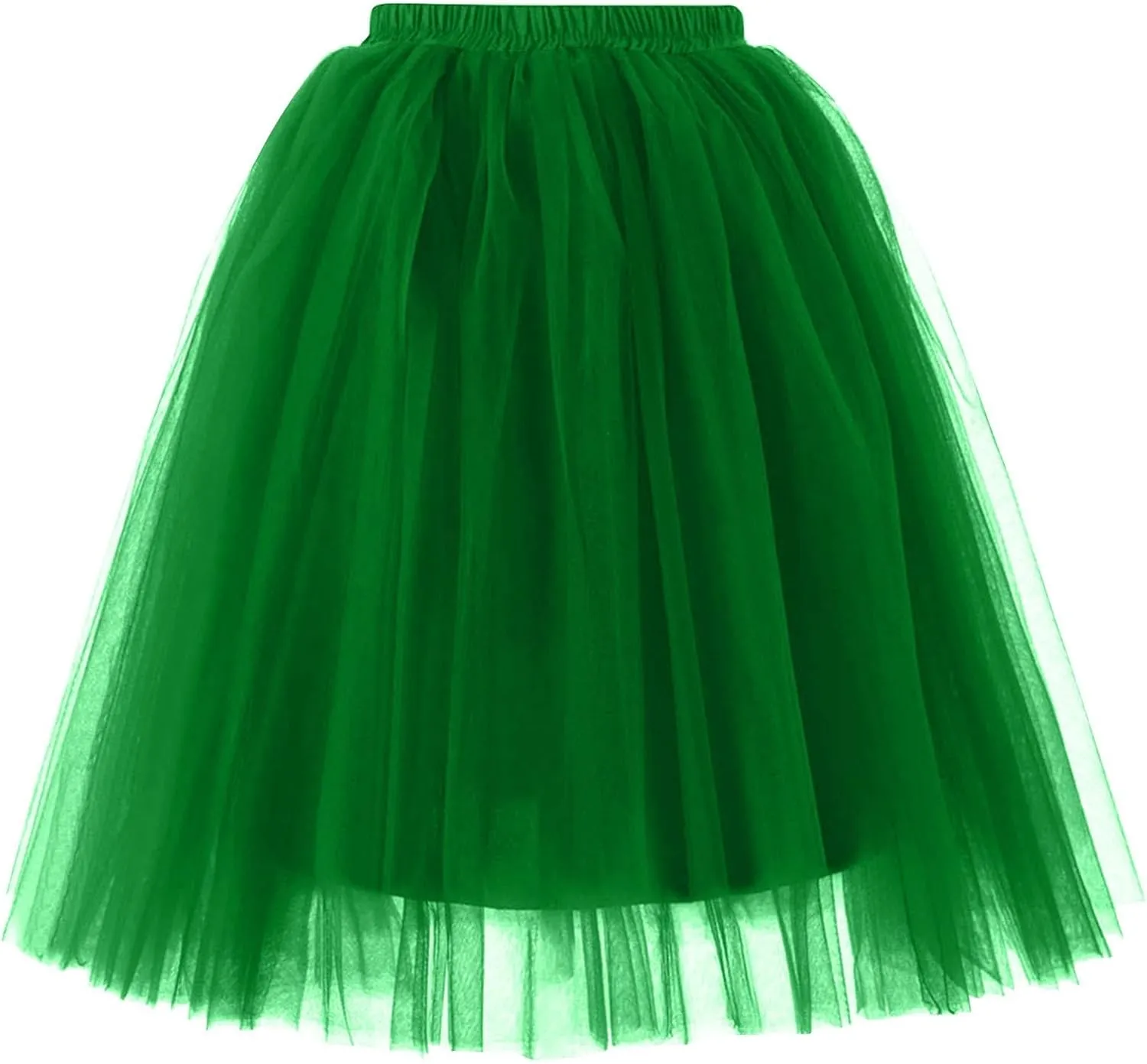 Women's Summer Casual Loose Trendy Elastic High Waist Solid Color Fluffy Mesh Party Flowy A-Line Latin Skirts 2025, M-XL