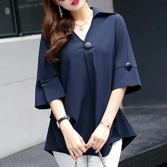 Women's Tops Chiffon L-7XL Fashion Designer Summer T-Shirts (Plus Size)