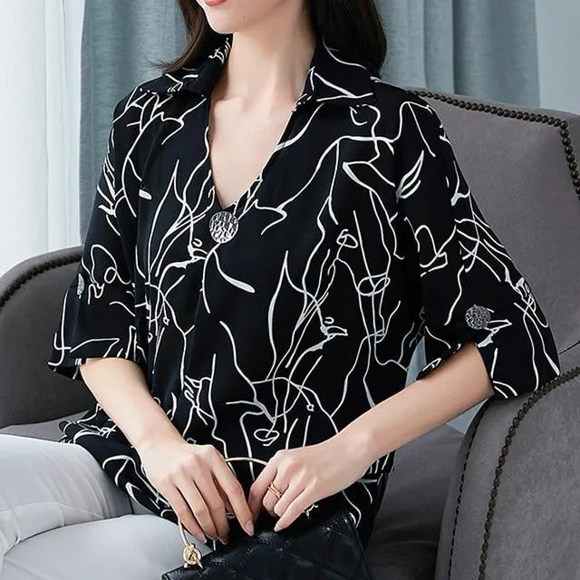 Women's Tops Chiffon L-7XL Fashion Designer Summer T-Shirts (Plus Size)
