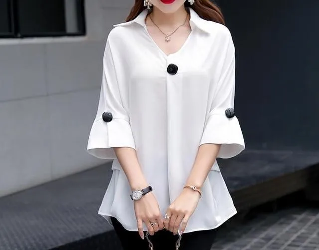 Women's Tops Chiffon L-7XL Fashion Designer Summer T-Shirts (Plus Size)