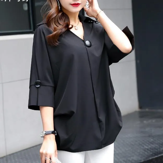 Women's Tops Chiffon L-7XL Fashion Designer Summer T-Shirts (Plus Size)