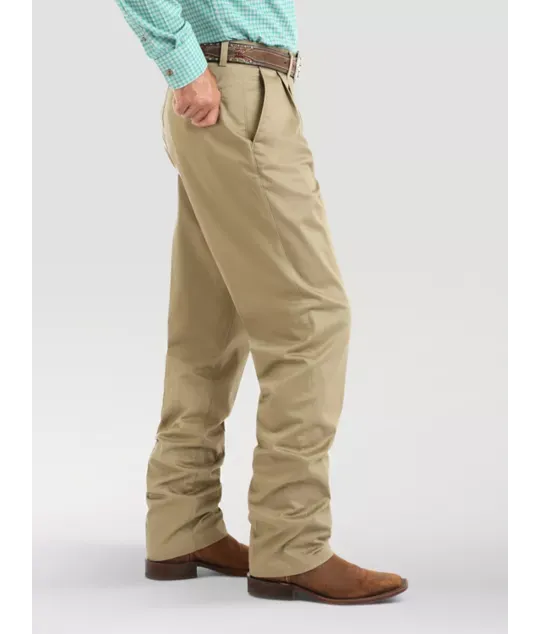 WRANGLER CASUALS PLEATED KHAKI FRONT RELAXED FIT PANTS