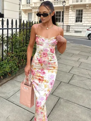 YESMYTOOL  -  Aliviana Floral Maxi Dress