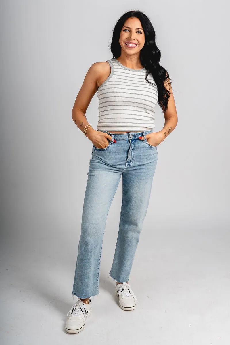 Z Supply Hadley striped tank top heather grey