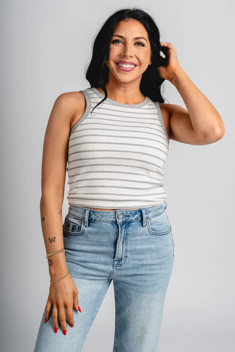 Z Supply Hadley striped tank top heather grey