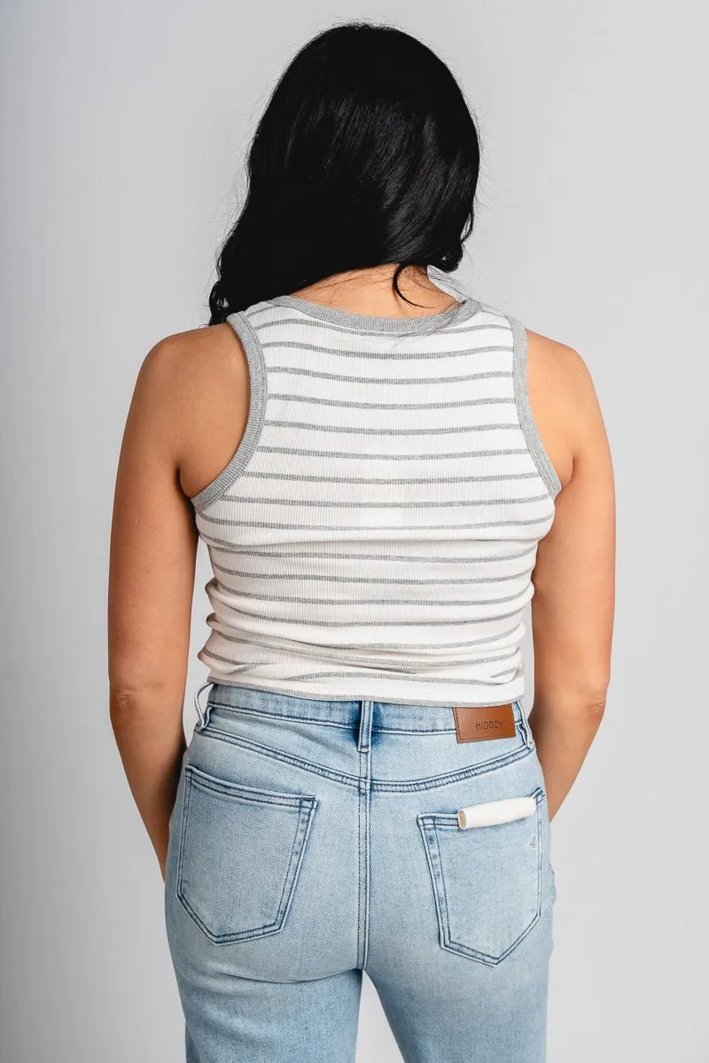Z Supply Hadley striped tank top heather grey